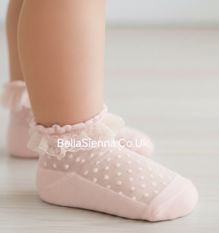Mayoral Baby Blossom Pink Plumetti Frilly Socks - 10139