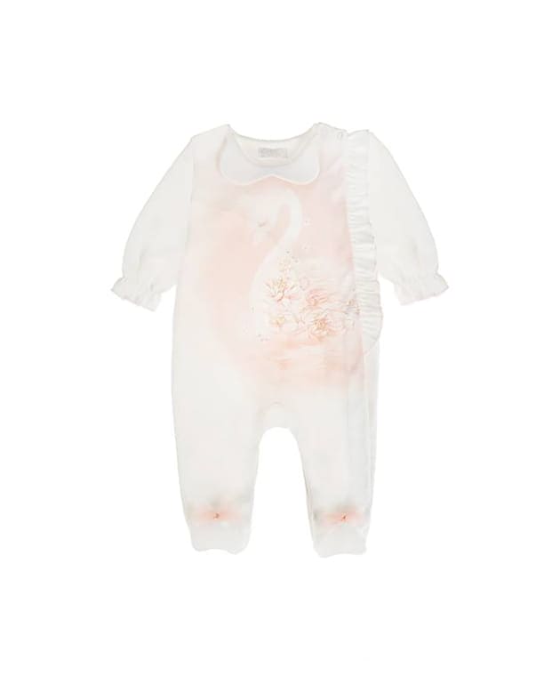 Sofija "ADRIANNA" Ivory & Pink Cotton Babygrow