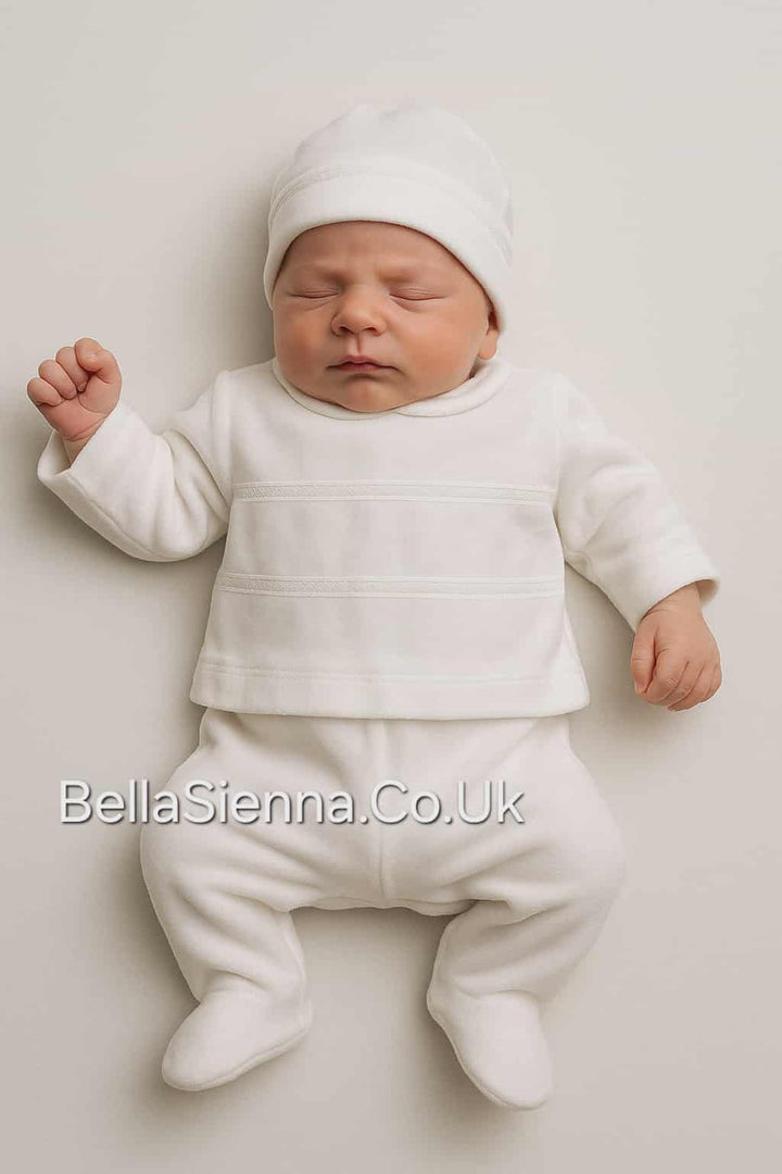 Blues Baby White Velour Unisex Three Piece Set
