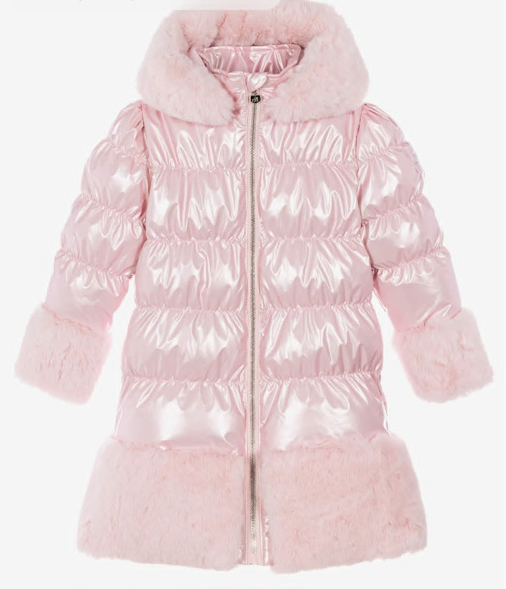 PRE-ORDER ..... GIORGIO BAMBINI Girls Pink Fur Trim Coat