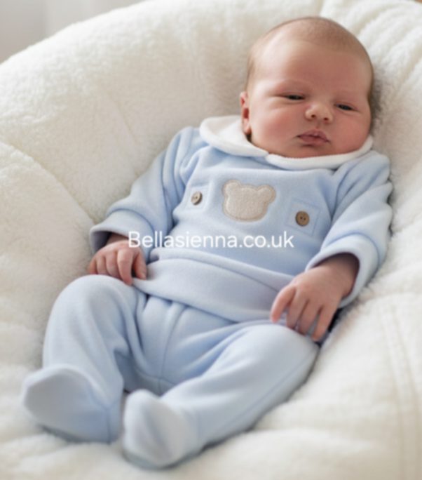 Calamaro Blue Velour Two Piece Teddy Bear Set - 11002