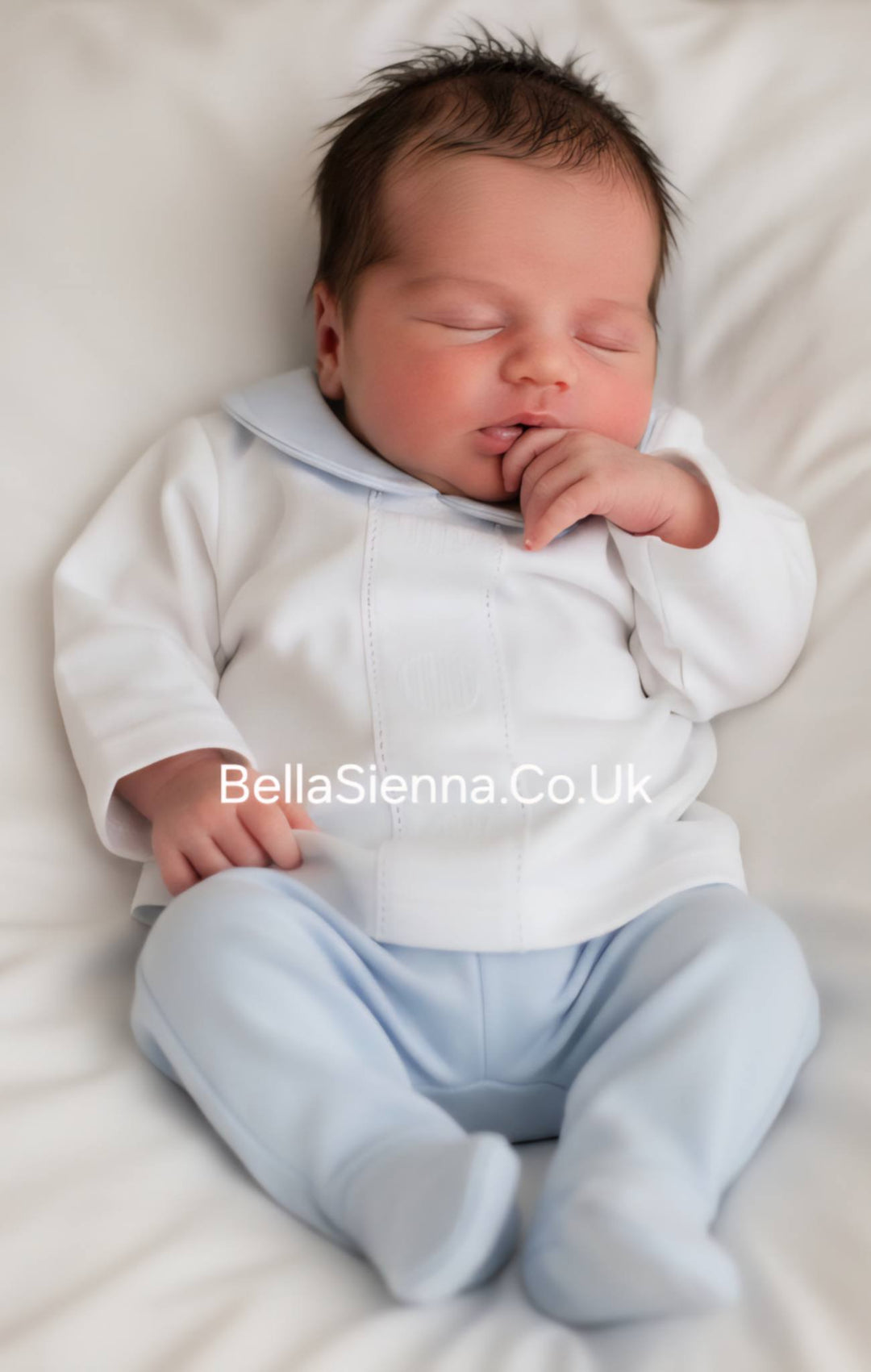 Calamaro Tiny/Premature Baby Two Piece Blue & White Set - 11100