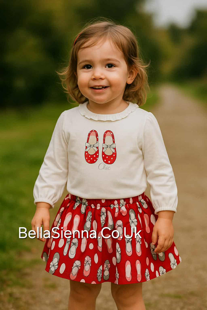 Mayoral Shoe Print Skirt Set Red