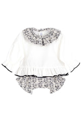 Calamaro Girls Black & White Tweed Blouse & Bloomers Set - 11257