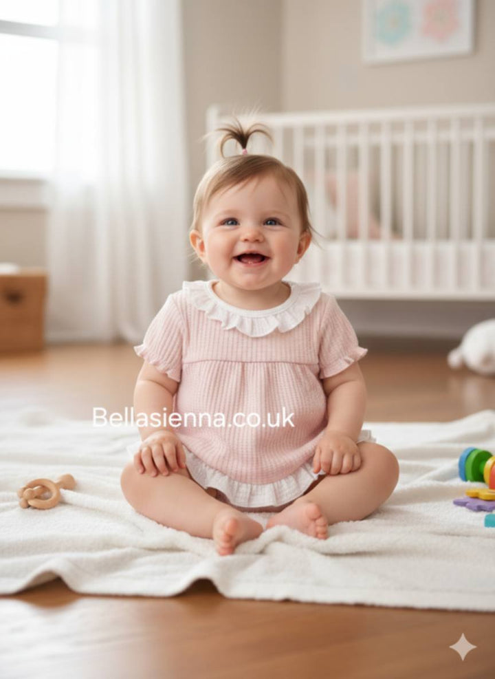 Calamaro Baby Pink & White Jam Pants Set - 11273