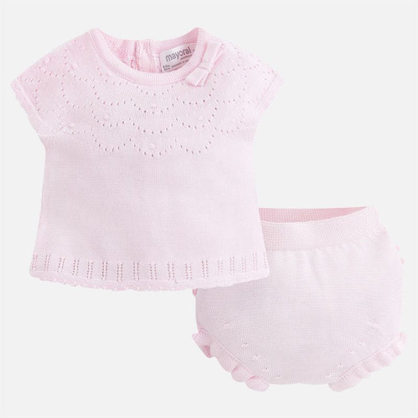 Mayoral Baby Girls Fine Knit Two Piece Jam Pant Set Pink 1210