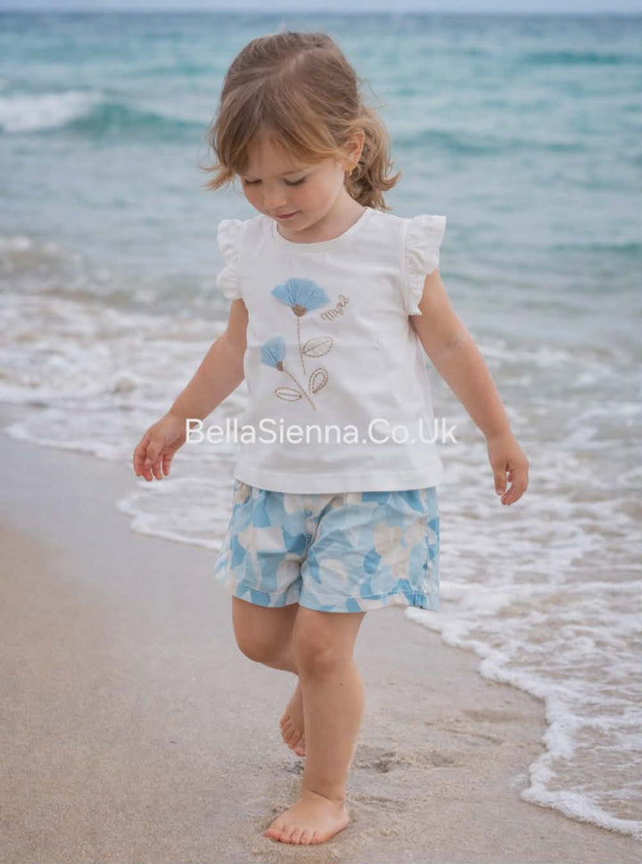 Mayoral Baby Girls Blue Floral Shorts Set - 1237