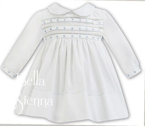 Sarah Louise Ivory And Blue Dress 011286