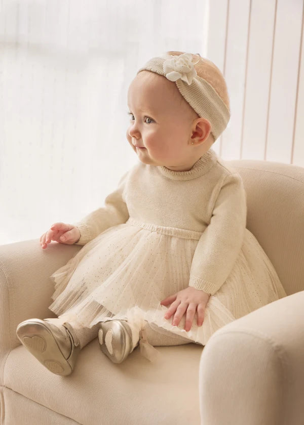 Mayoral Newborn combined tricot and tulle dress 2858