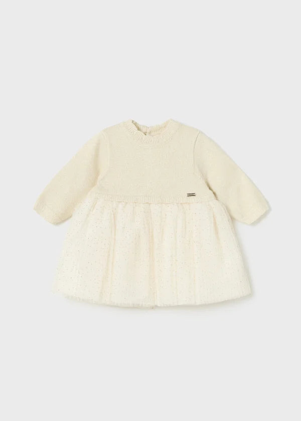 Mayoral Newborn combined tricot and tulle dress 2858