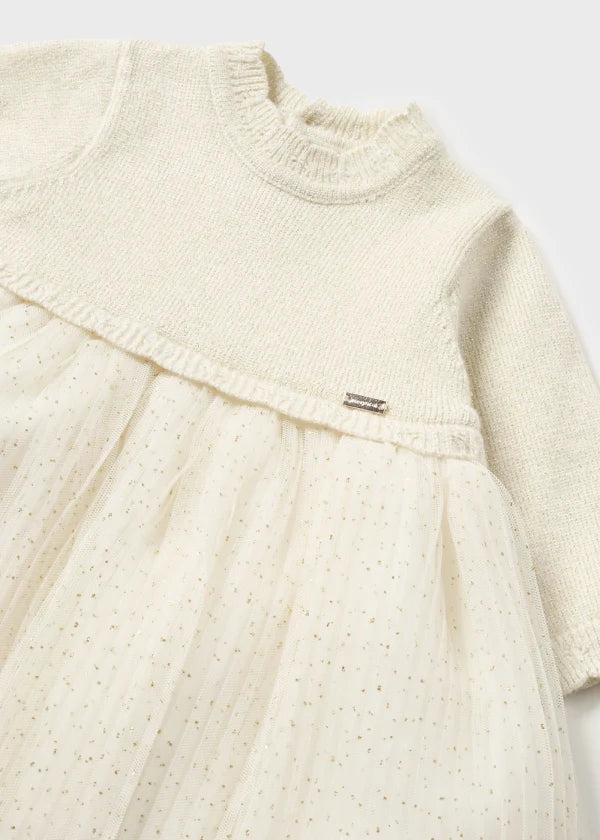 Mayoral Newborn combined tricot and tulle dress 2858