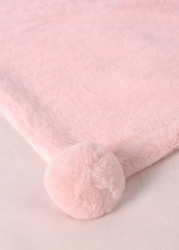 Mayoral faux fur pom pom blanket - 9335 - Pink