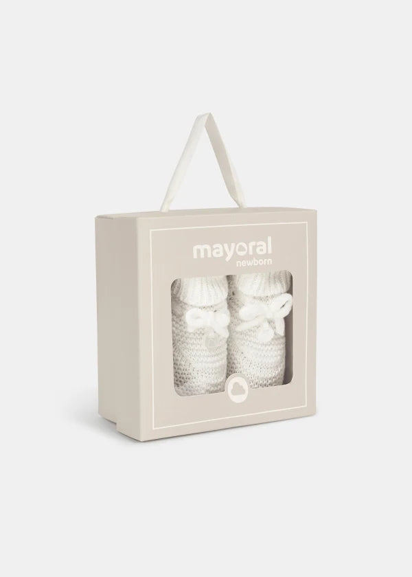 Mayoral Newborn tricot Unisex  booties Better Cotton 9696 Cream