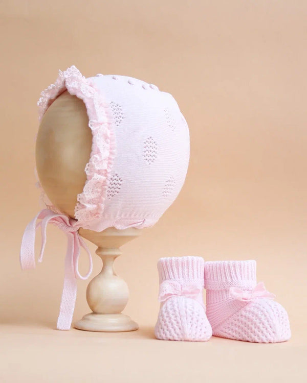 Leo King Knitted Hat And Booties - Pink - 1332