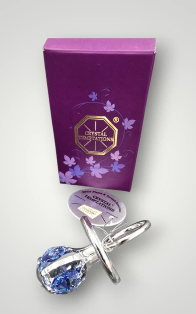 Crystal Temptations Pram Charm Silver Plated With Blue Crystal