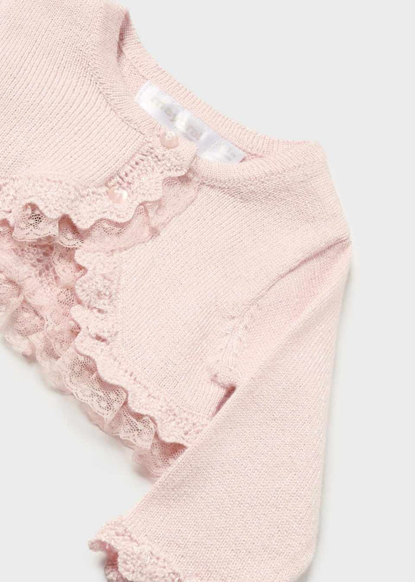 Mayoral Newborn Formal Pink Lace Cardigan - 1377 - 22 - Nude