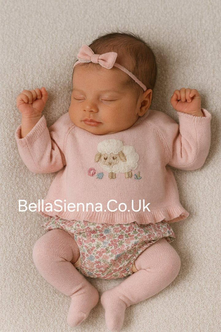 Mayoral Baby Girls Three Piece Set - Jumper, Frilly Jam Pants & Tights - 2243 - Rosa Baby