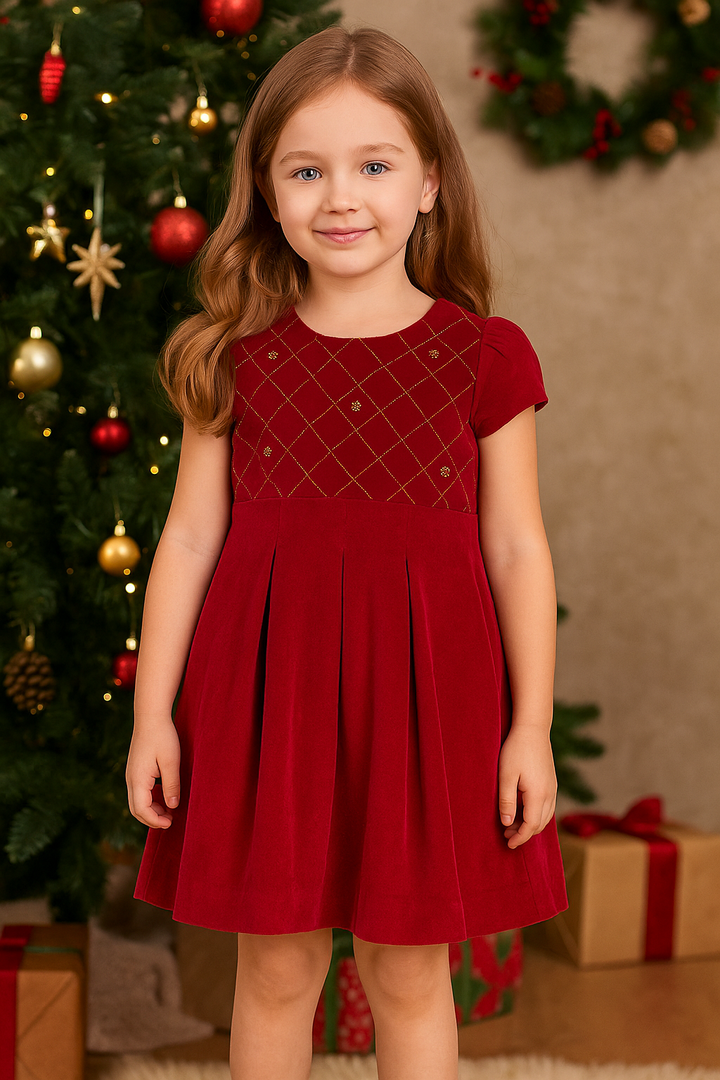 Mayoral Red Velvet dress for girl 4912 Red