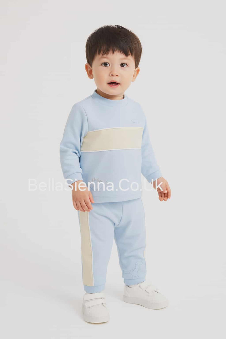 Boys Blue & Beige 2 Piece Tracksuit Set - AM0014