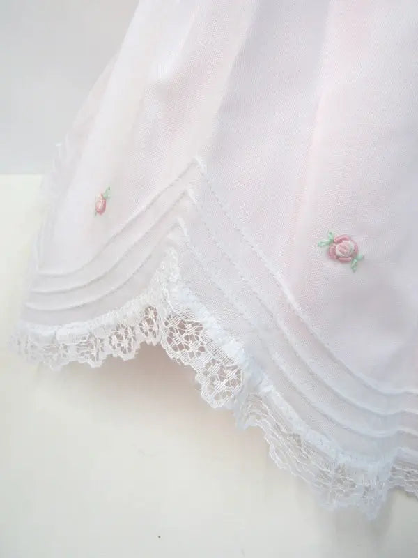 Will'beth Beautiful White & Pink Scallop Border Dress - 16197