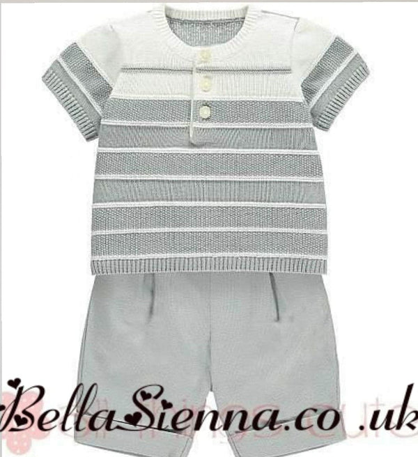 Emile et Rose Shorts & Knitted Top - Blue & White Milo