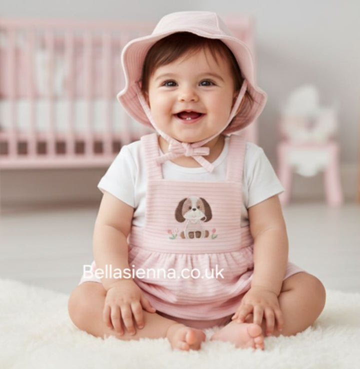 Mayoral Baby Girls Pink Romper Dress With Matching Sun Hat - 1631
