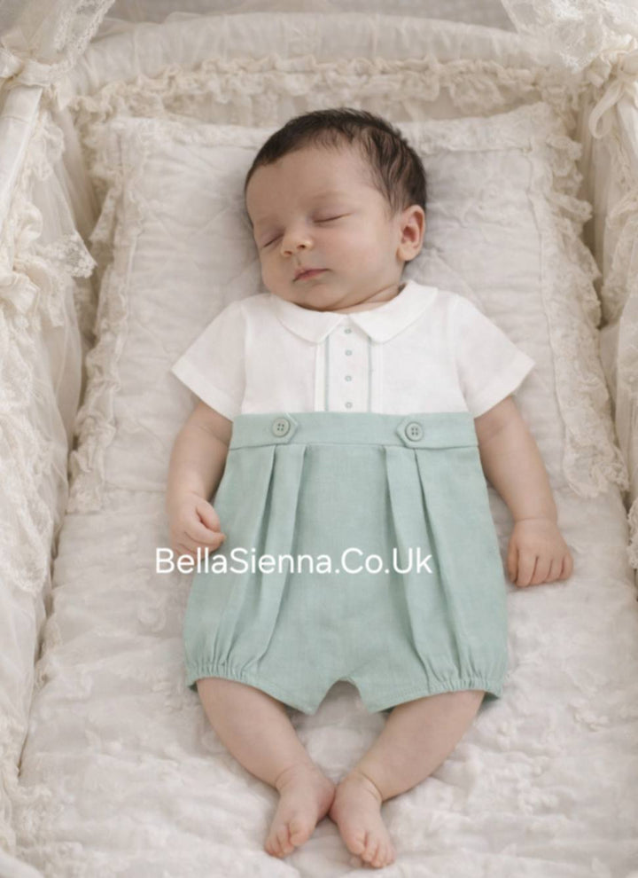 Mayoral Newborn Formal Romper European Linen Green 1635