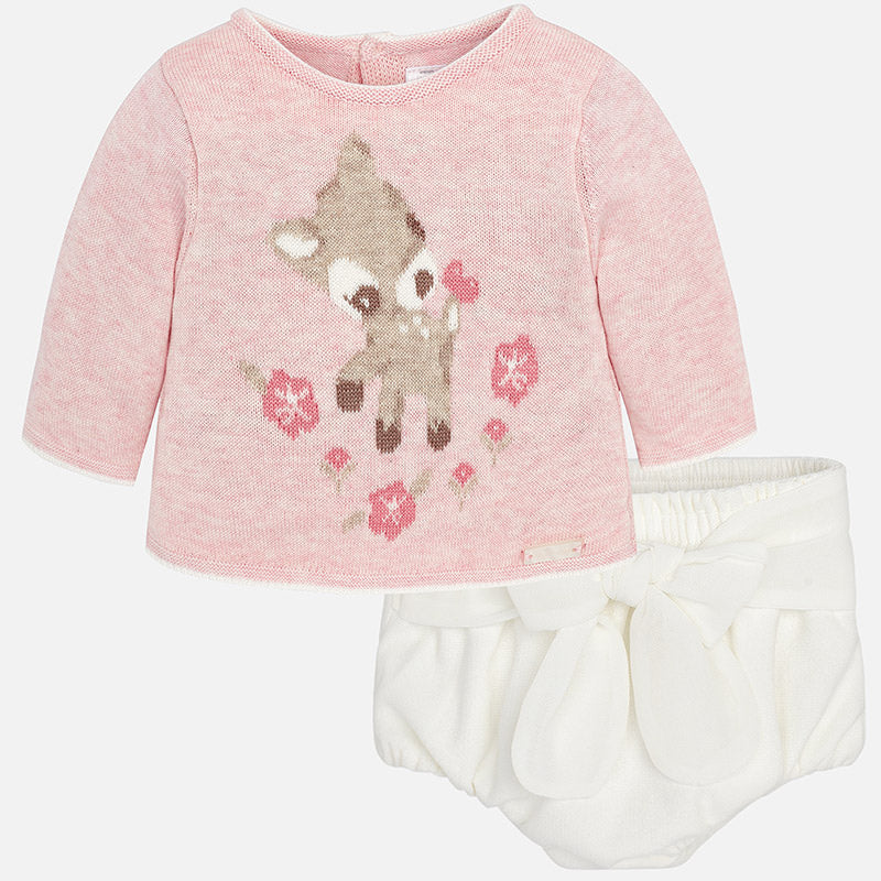 Mayoral Pink And Ivory Cute Bambi Jam Pant Set 2200