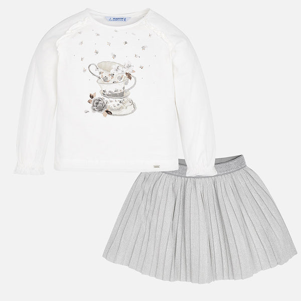 Mayoral Girls Skirt Set Silver - 4980