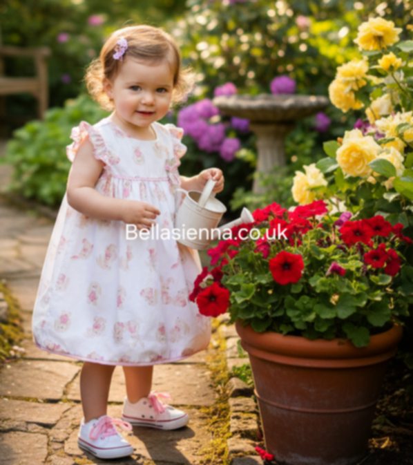 Mayoral Baby Girls Bunny Rabbit Print Dress & Satin Nappy Cover - 1807