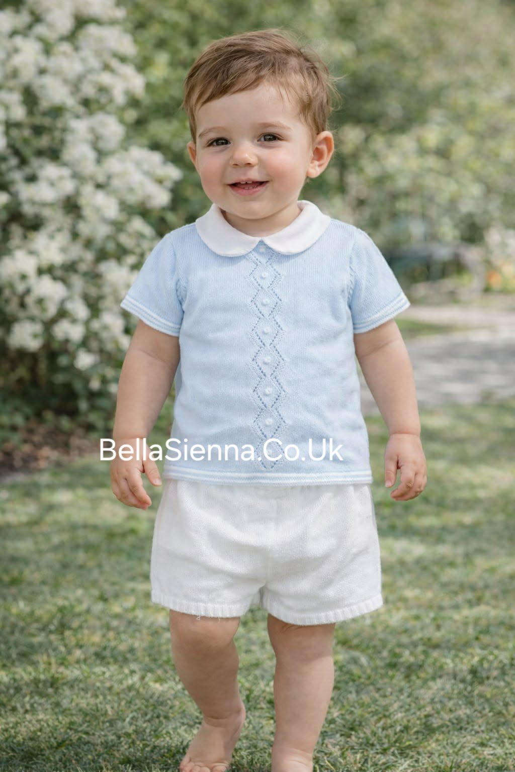 Martin Aranda Baby Boys Fine Knitted Summer Short Set Blue 10041