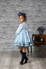 Abuela Tata Blue & Navy  Dress With Beautiful Bow Back - 2599343