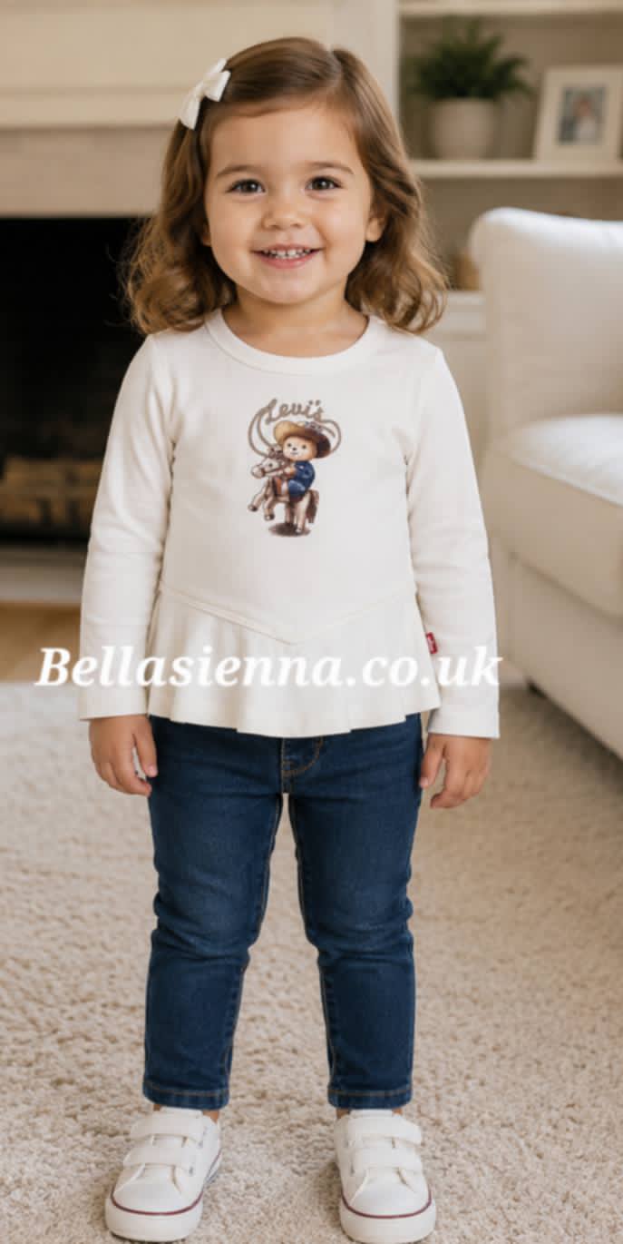 Levi's Girls "Cowgirl" Long Sleeved Top & Jeans Set - 1EN473-W86