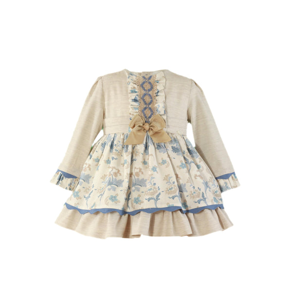 Miranda Beige & Blue Floral Dress - 238 V
