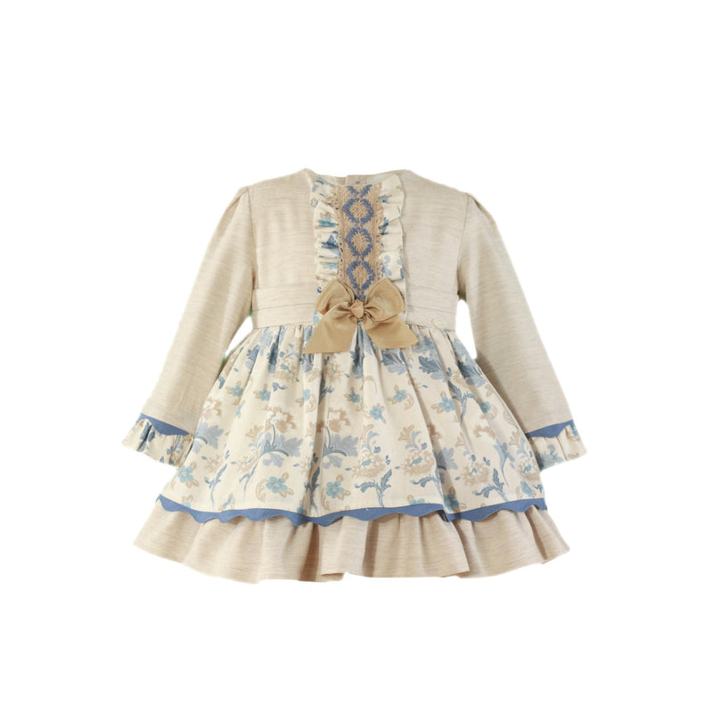 Miranda Beige & Blue Floral Dress - 238 V