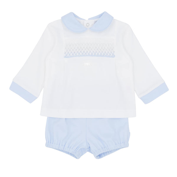 Boys Blue & White Smocked Jam Pants Set - AM0022