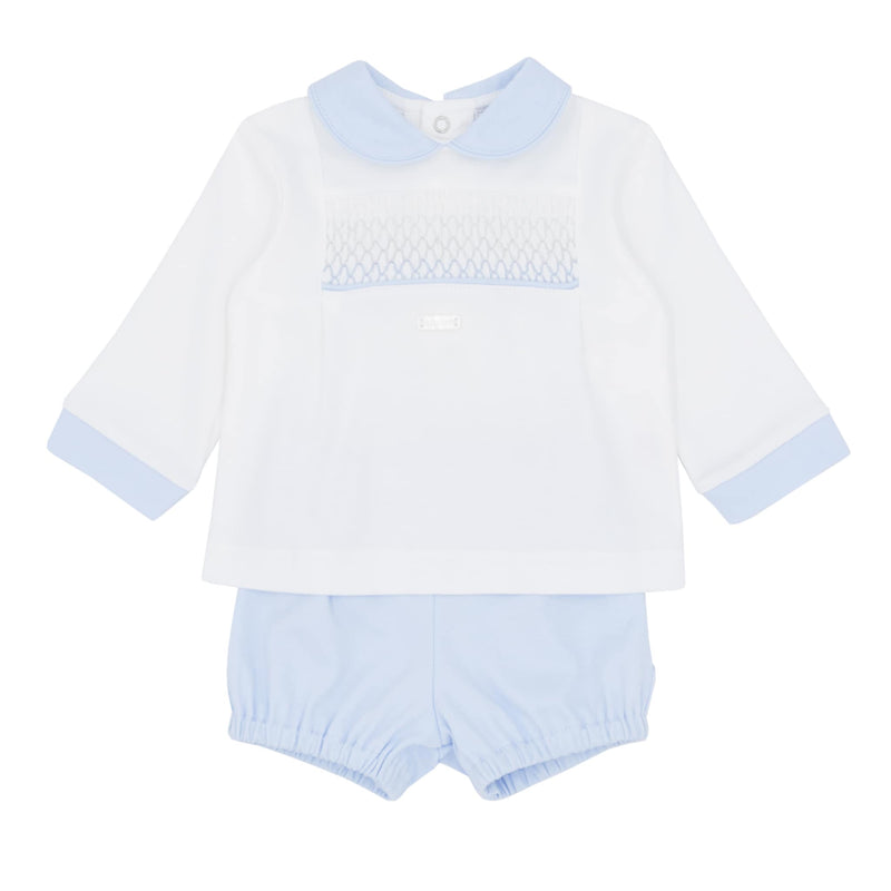 Boys Blue & White Smocked Jam Pants Set - AM0022