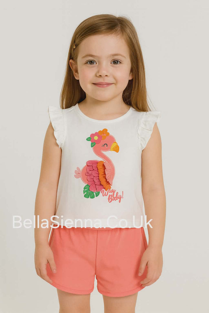 Mayoral Toddler Girls Short Set - Flamingo 1232