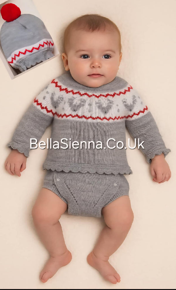 Juliana Unisex Babies Grey Christmas Outfit With Reindeers