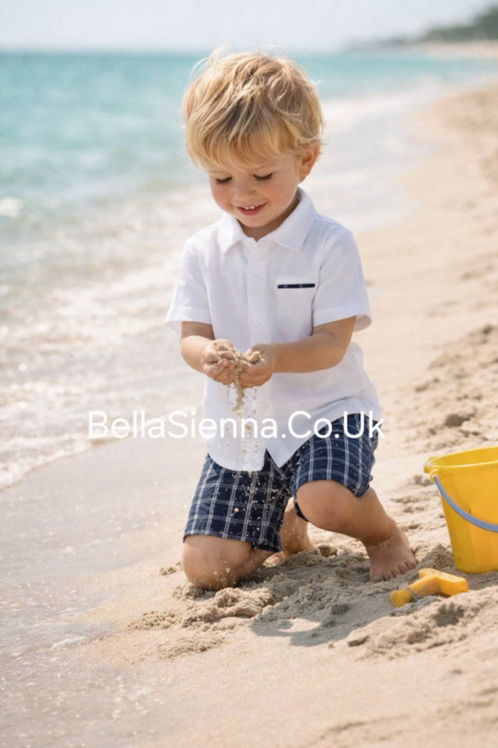 Mayoral White Shirt & Navy Shorts Set - 1232