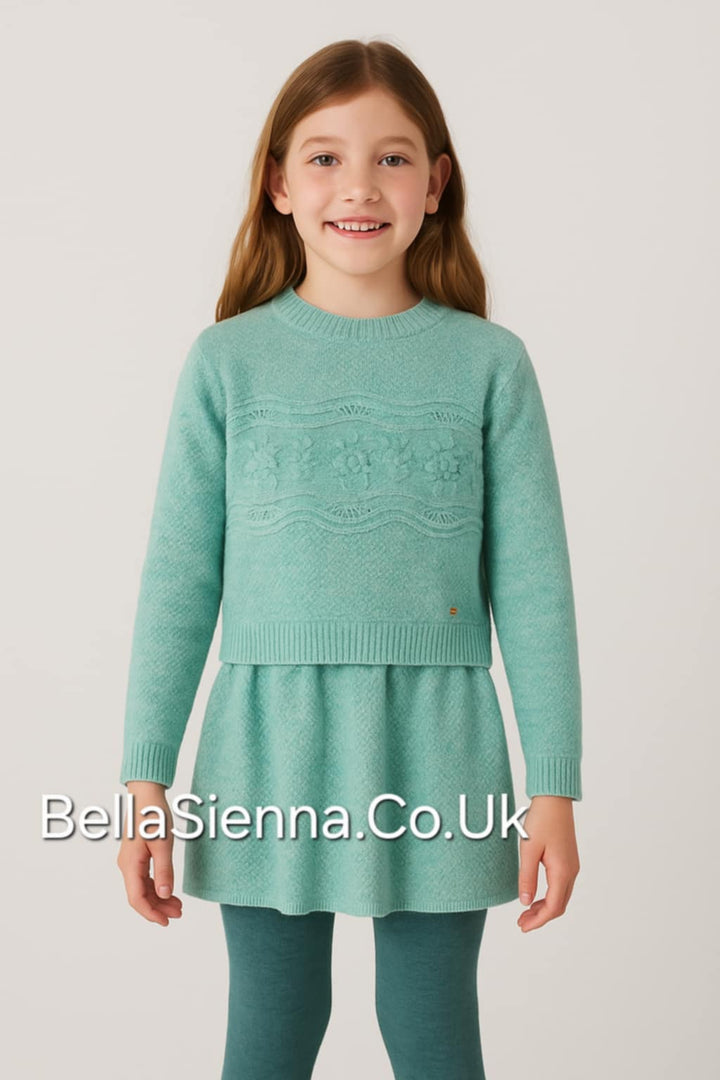 Mayoral Girls Tricot Skirt and Jumper Set - 4935 - Emerald Green