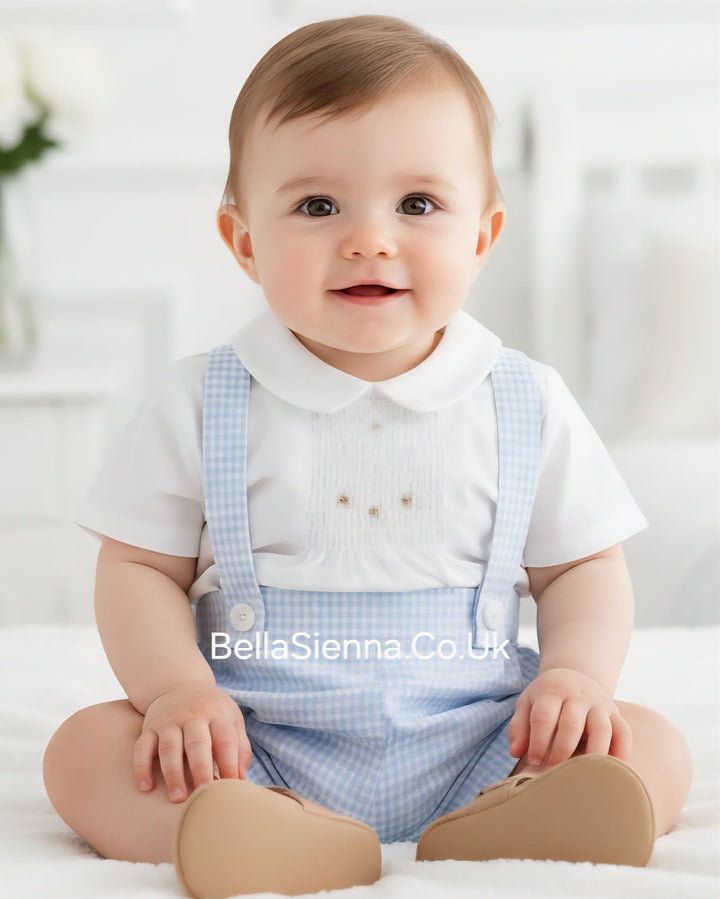 Yoedu Boys Blue & White Dungaree Outfit - 0024