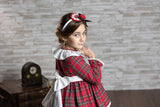 Abuela Tata Red & Green Tartan Dress With Beautiful Bow Back - 2599349