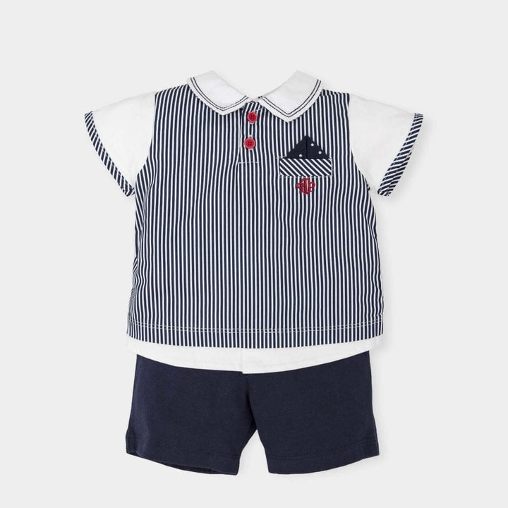 Tutto Piccolo Boys White & Navy Short Set 4689