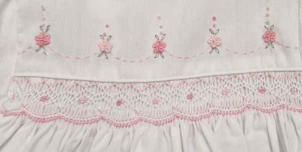 Sarah Louise White, Pink & Silver Hand Smocked Dress - 010472