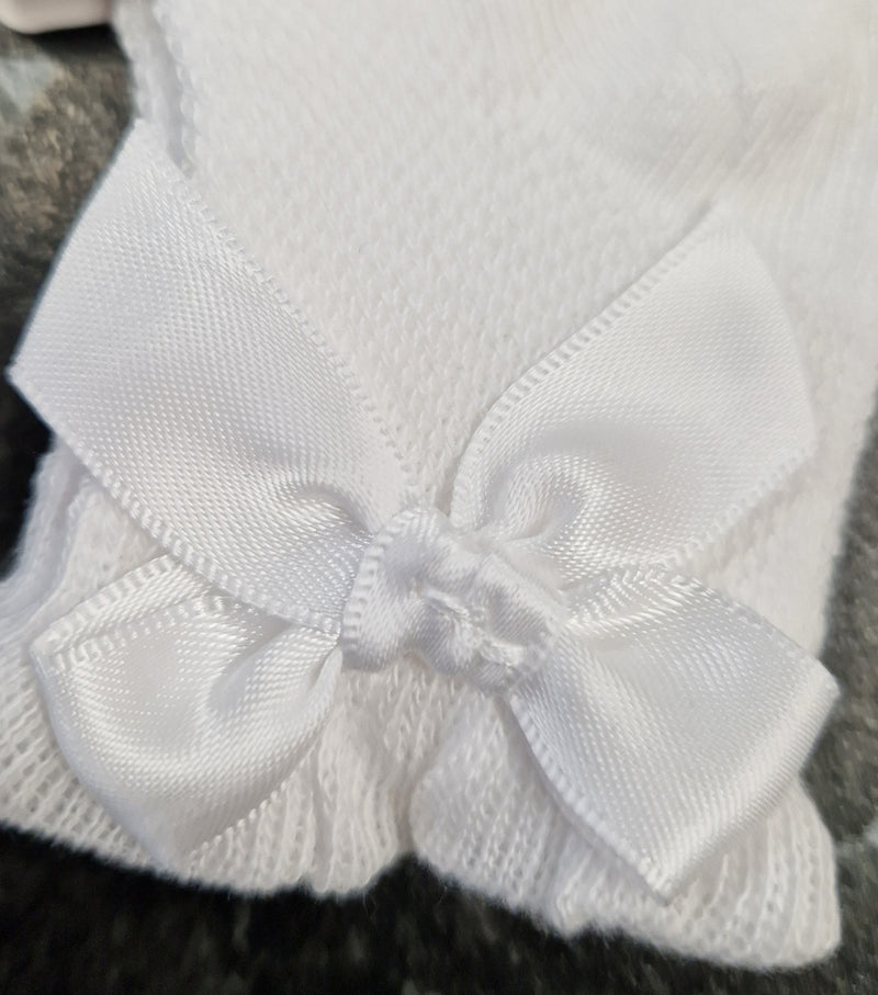 Pretty Originals White Ankle Bow Socks - SC30872