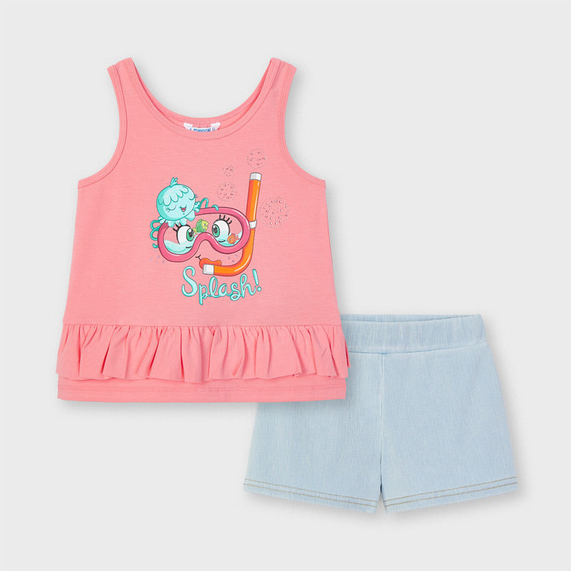 3216 Mayoral Girls Coral Shorts Set