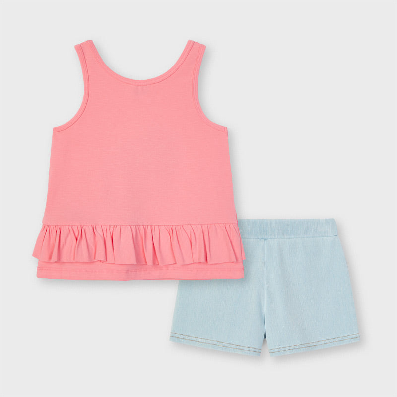 3216 Mayoral Girls Coral Shorts Set