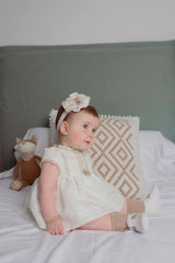 Miranda Baby Girls Ivory & Beige Dress, Pants & Bonnet Set - 0021 VBG
