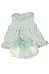 Calamaro Excellent Girls Mint Green Striped Dress & Pants set - 22057